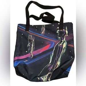 Awesome Funky Futuristic Hobo Tote Black Neon Beach Shopping Bag MINTY
